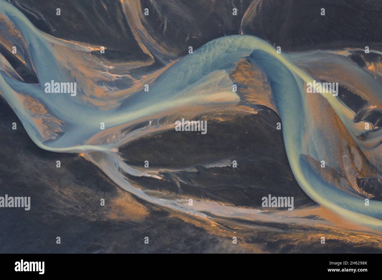 bird's-eye view of abstract river landscape. Stock Photo