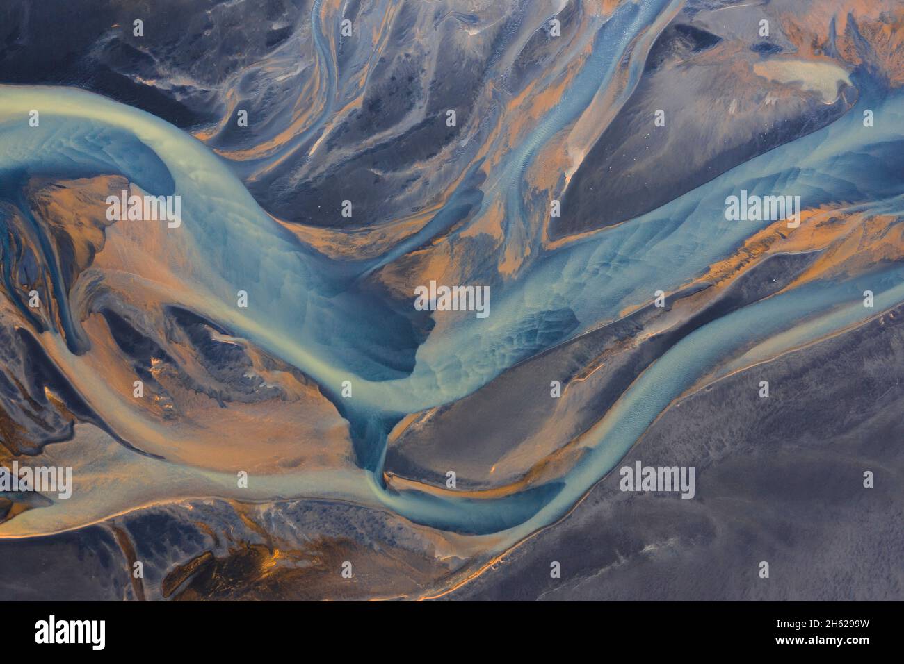bird's-eye view of abstract river landscape. Stock Photo