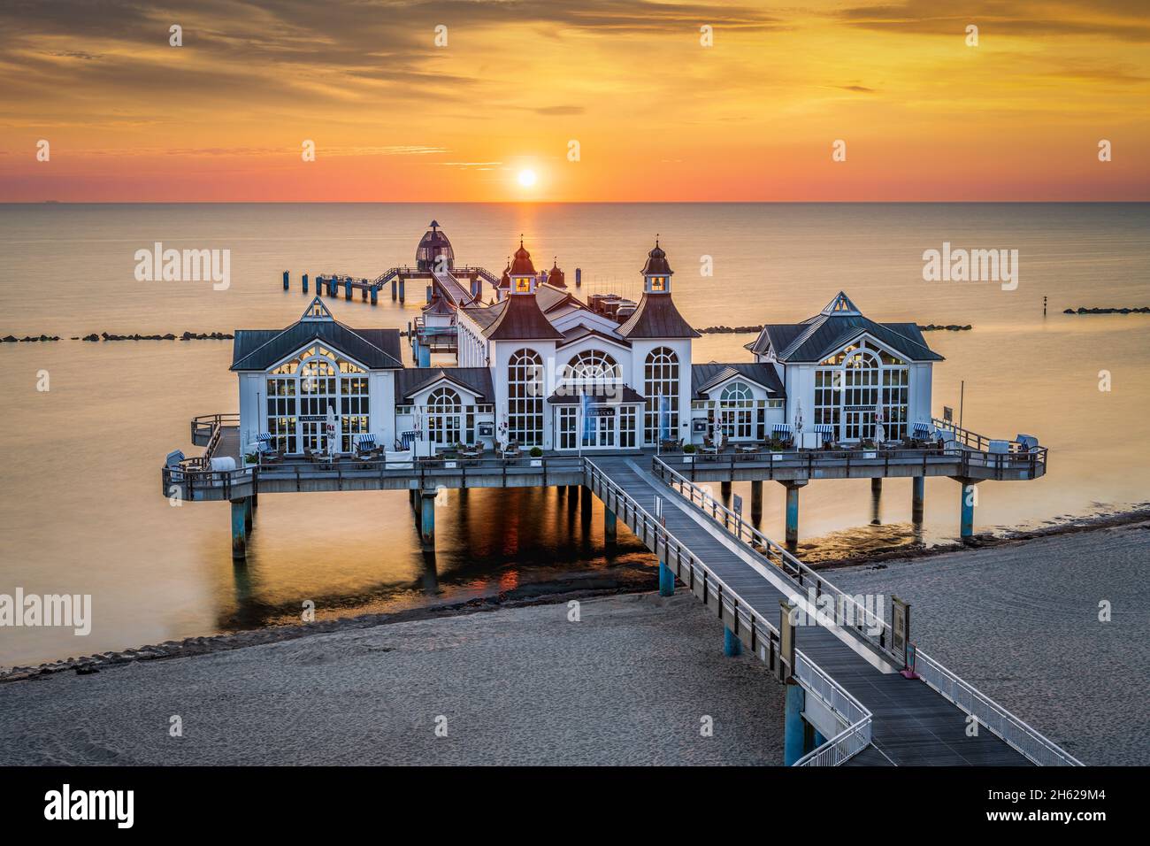 sunrise at the sellin pier on the rügen island,germany Stock Photo