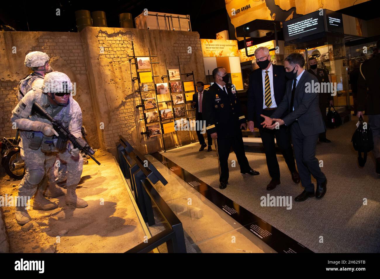 Reportage:  Acting Defense Secretary Christopher C. Miller tours the National Museum of the United States Army, after the ceremony officially opening the museum, Fort Belvoir, Va., Nov. 11, 2020. Stock Photo