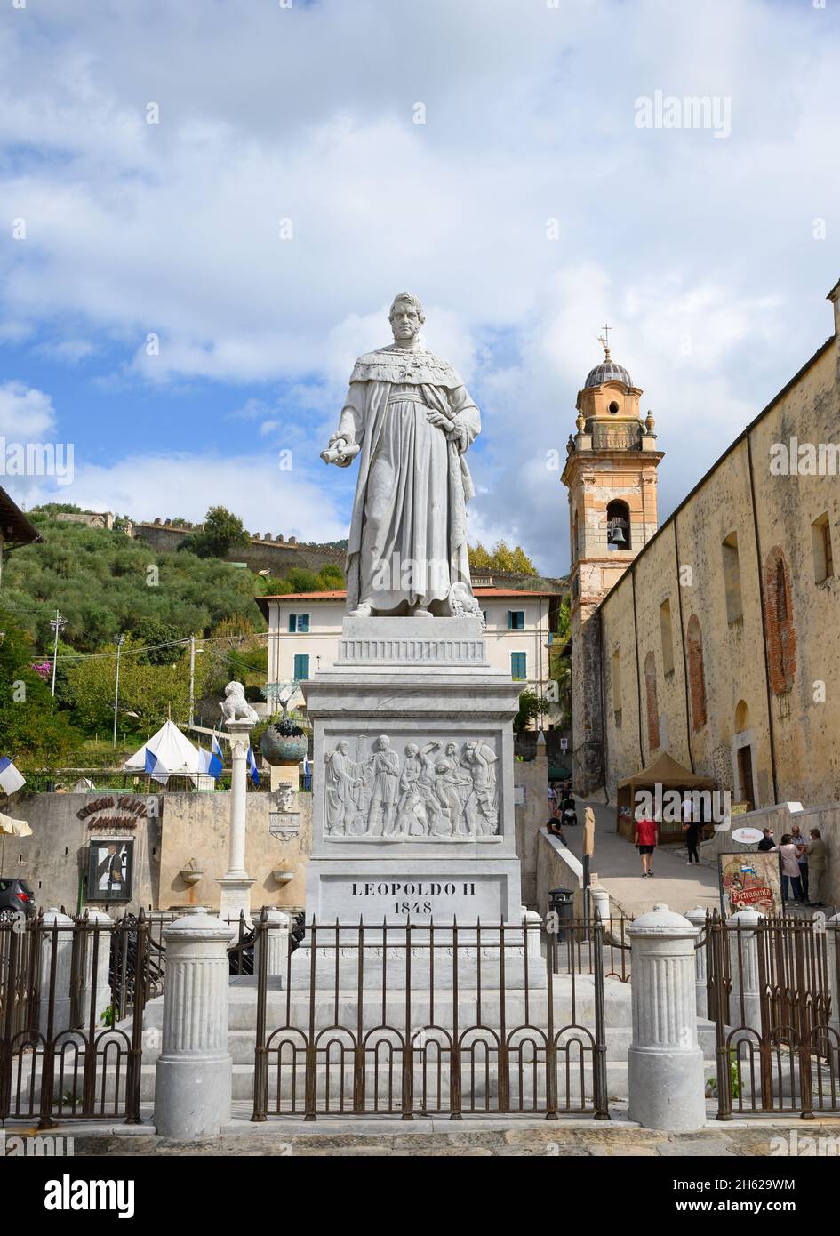 PietrasantaItalyOctober 2021 White marble statue of Leopoldo II Grand