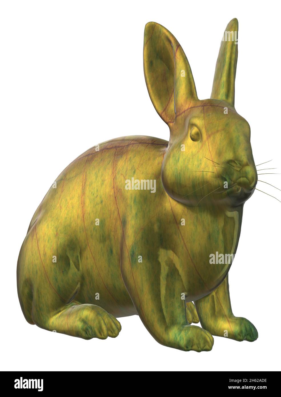 Shiny Metal Yellow Green Gold Easter Bunny Rabbit Stock Vector