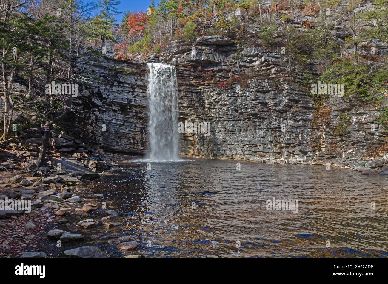 Awosting Falls in Minnewaska State Park on a brilliant fall day Stock Photo
