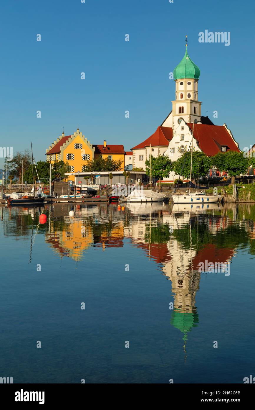 peninsula of wasserburg with st. georg church,lake constance,bavaria,germany Stock Photo