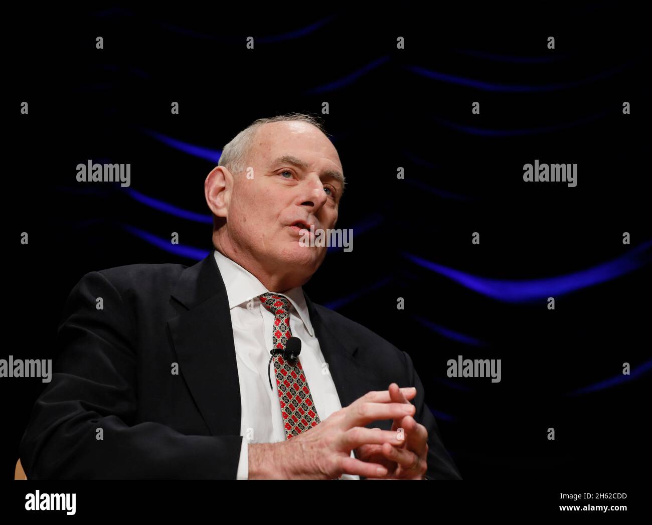 Former Dept. of Homeland Security Secretary John Kelly shares thoughts about his experience with the agency during a panel discussion as DHS marks its 15th anniversary at the Ronald Reagan Building in Washington, D.C., March 1, 2018. Stock Photo