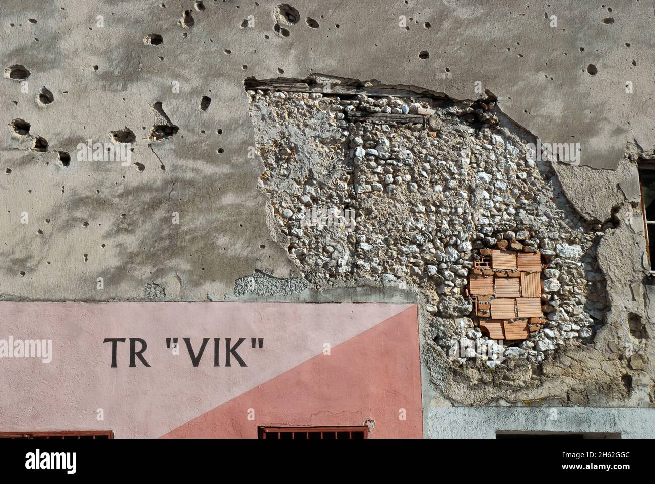 Buildings with shell damage as a result of the Balkans War, Mostar ...