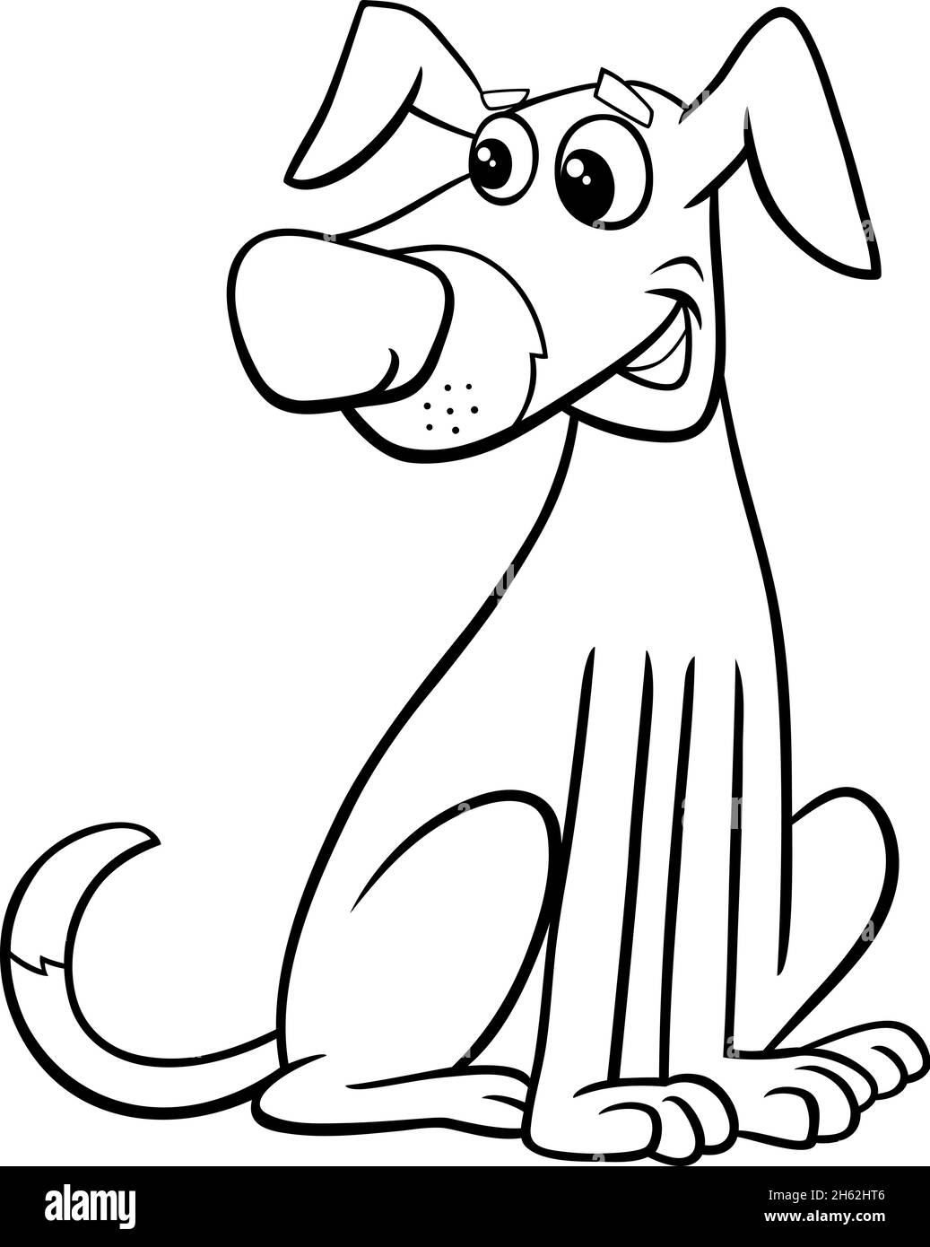 Black and white cartoon illustration of funny dog comic animal ...