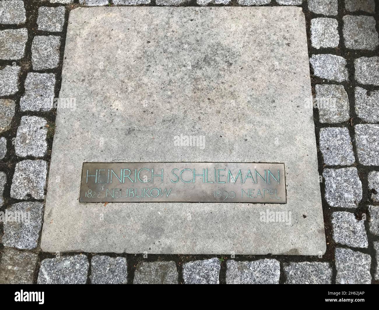 memorial plaque to heinrich schliemann,neubukow,mecklenburg-western pomerania Stock Photo