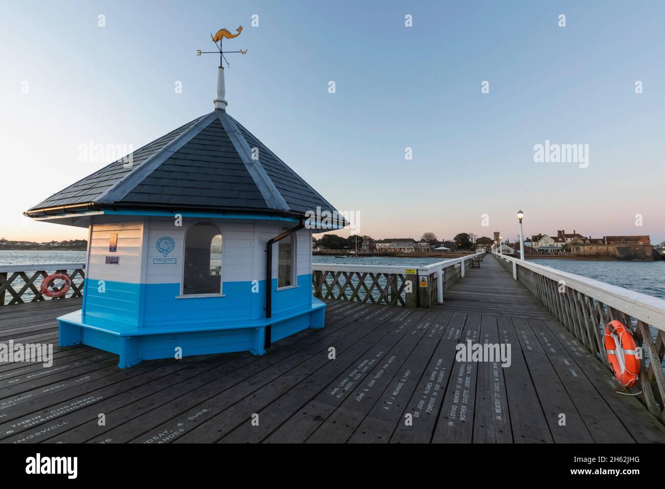 england,isle of wight,yarmouth,yarmouth wooden pier at dawn Stock Photo
