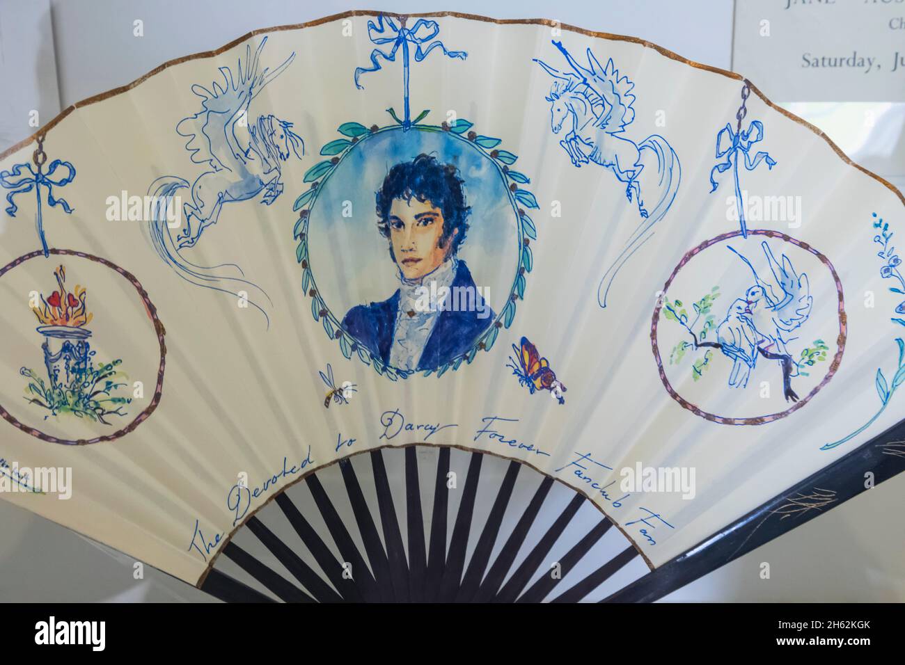 england,hampshire,alton,chawton,jane austen's house,display of a devoted to darcy forever fanclub fan created by dutch artist aafke brouwer in 1996 Stock Photo