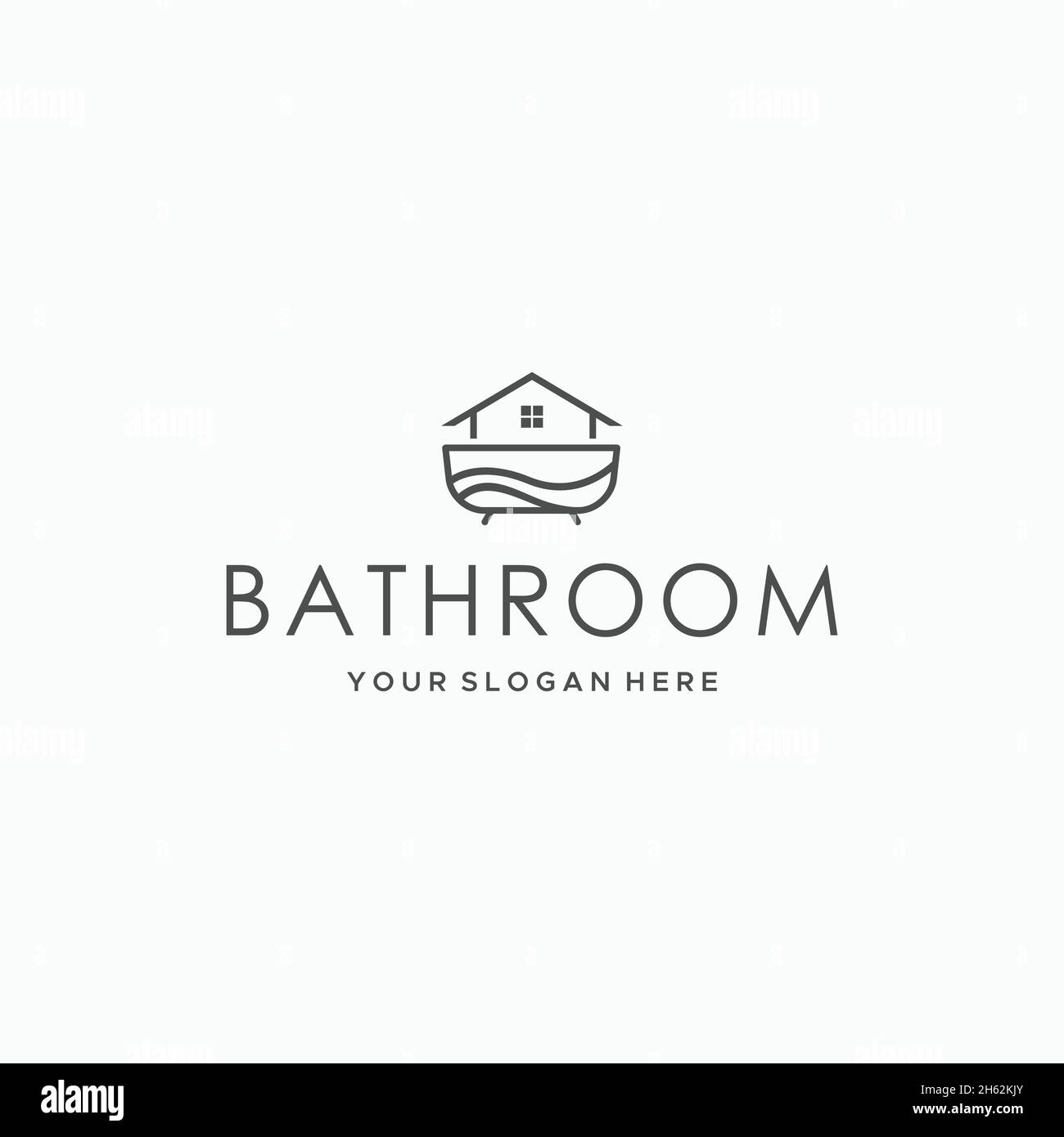 flat BATHROOM bathtub roof building logo design Stock Vector