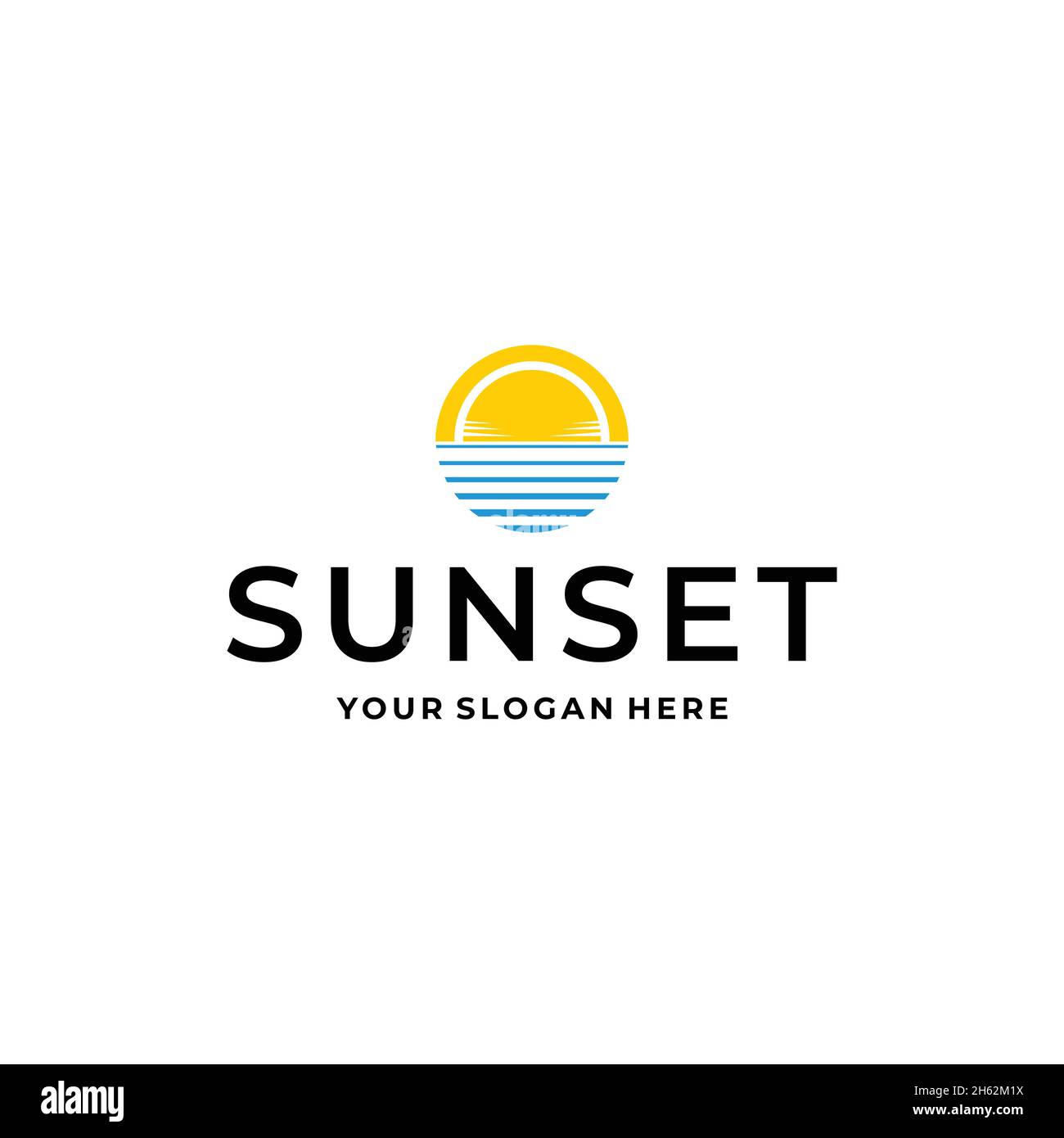 Modern SUNSET sun spherical shadow logo design Stock Vector