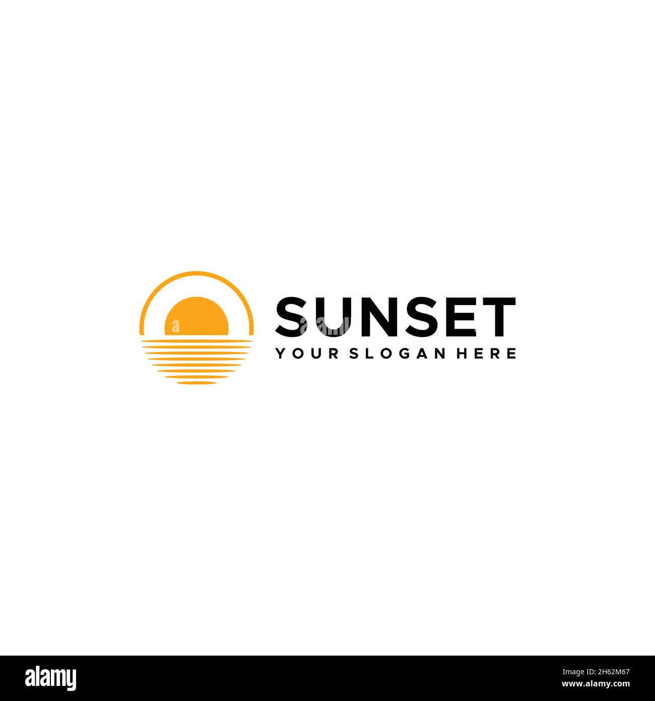 minimalist SUNSET sun spherical shadow logo design Stock Vector