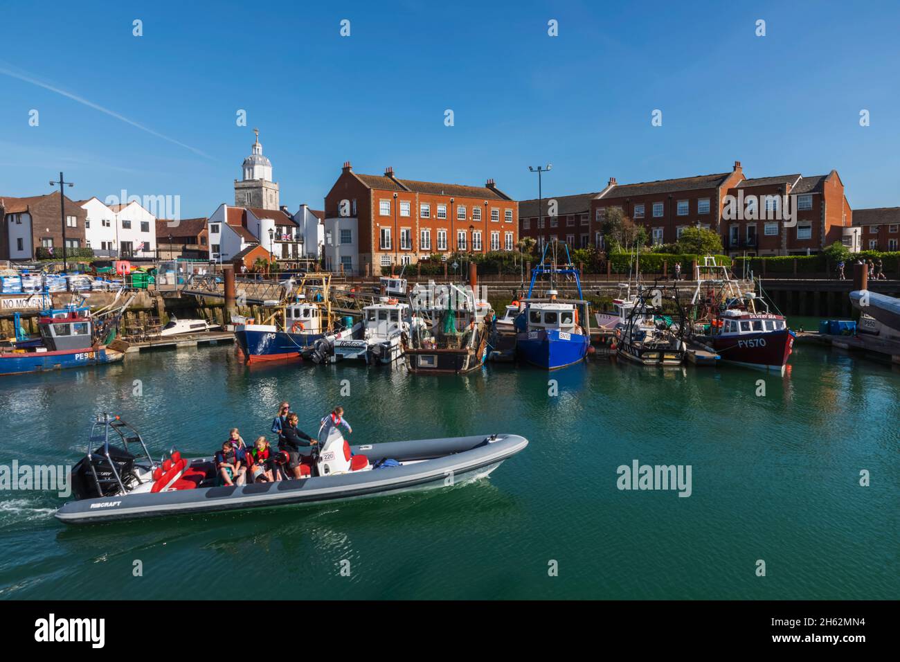 england,hampshire,portsmouth,old portsmouth,fishing boats moored camber dock Stock Photo