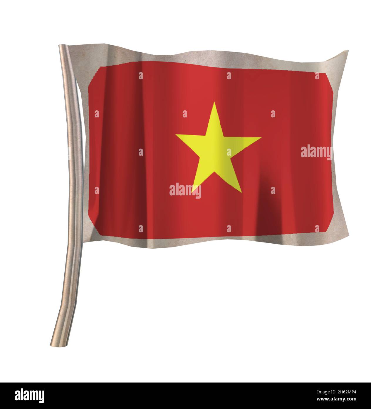 Vietnam Shiny Metal Flag with Pole Stock Vector