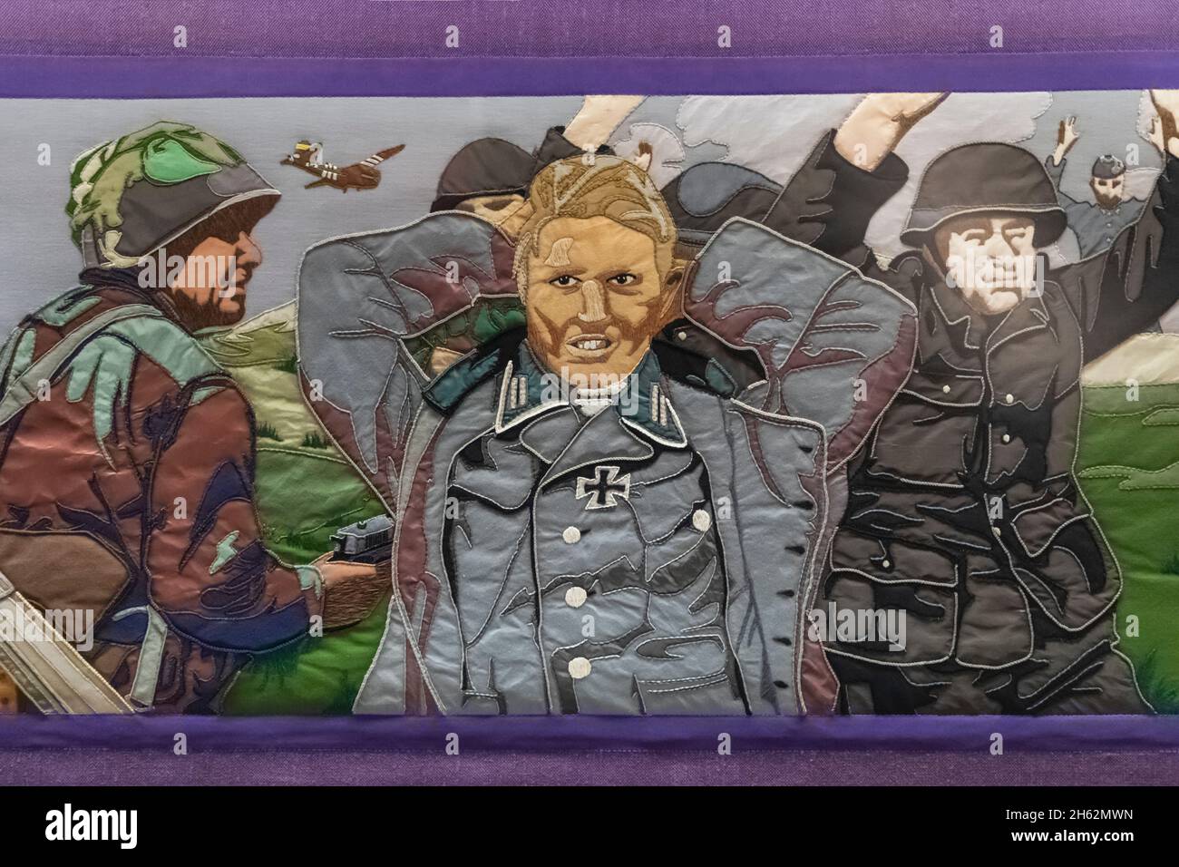 england,hampshire,portsmouth,southsea,the d-day story museum,the overlord embroidery depicting german prisoners Stock Photo