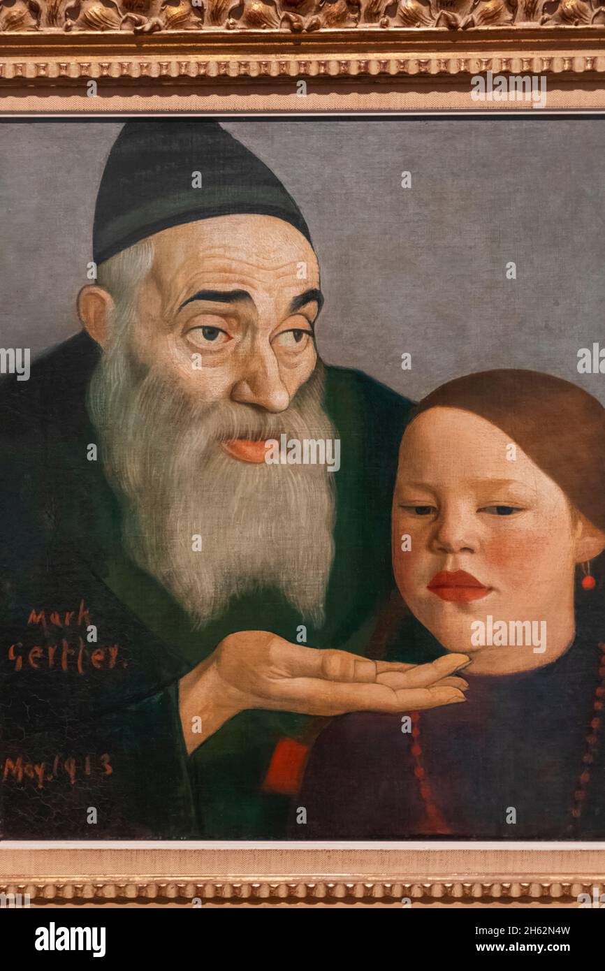 painting titled 'the rabbi and his grandchild' by english artist mark gertler dated 1913 Stock Photo