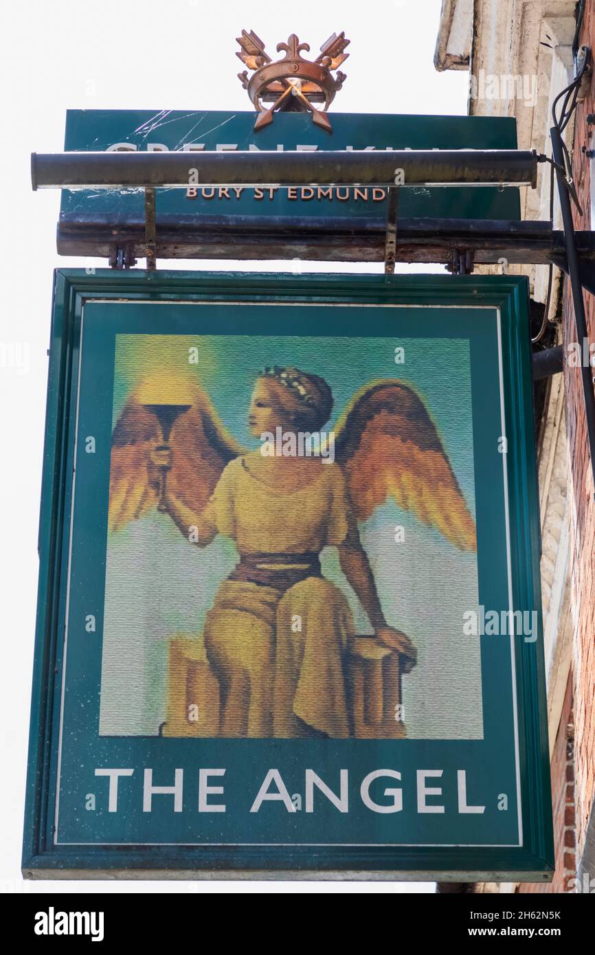 england,hampshire,andover,the angel pub sign Stock Photo