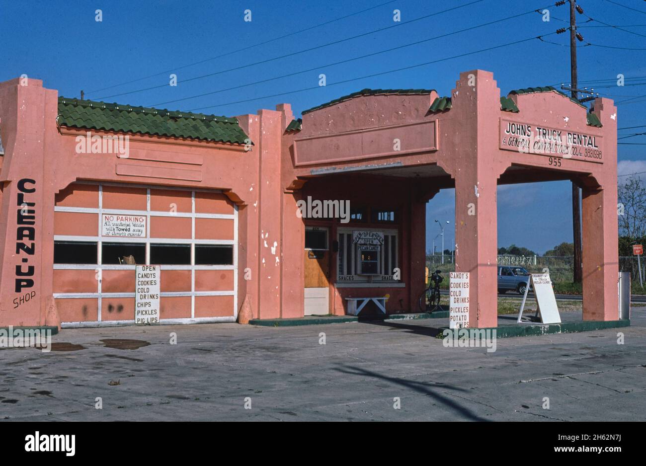 Gas stationJohn's Truck Rental, Baton Rouge, Louisiana; ca. 1982 Stock