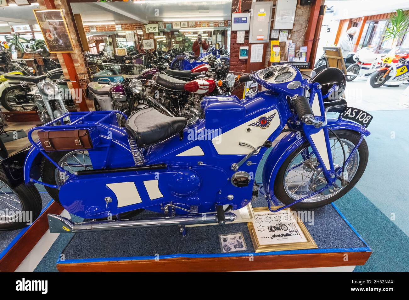 england,hampshire,new forest,new milton,the sammy miller motorcycle museum,ascot pullin vintage motorcycle Stock Photo