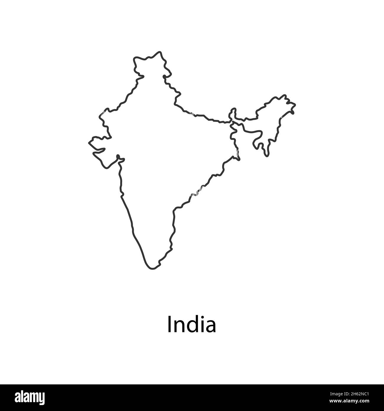 Map of India in black contour. Vector icon for web or mobile app. Stock Vector
