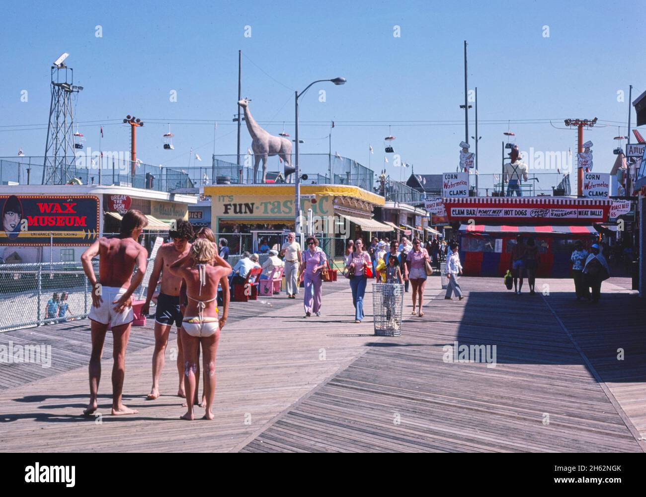 Boardwalk near Casino Pier, Seaside Heights, New Jersey; ca. 1978 Stock