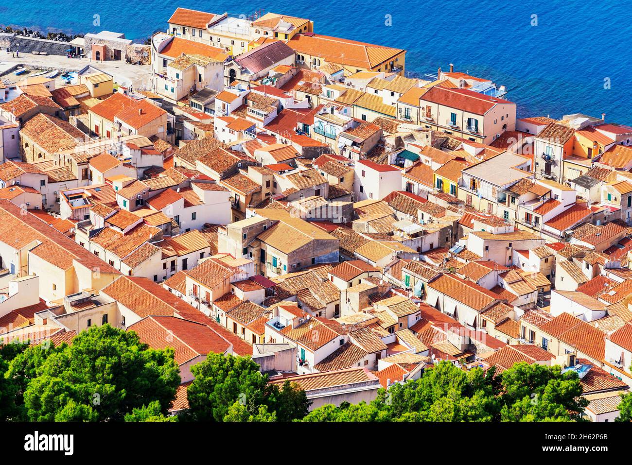 cefalu town,elevated view,cefalu,sicily,italy Stock Photo