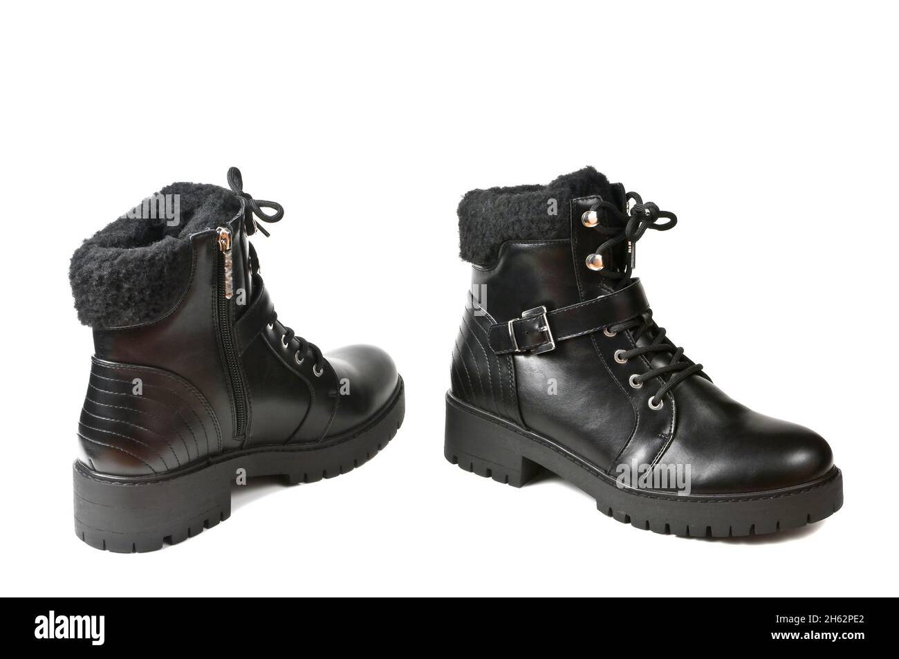 Black and modern women's boots. Stock Photo