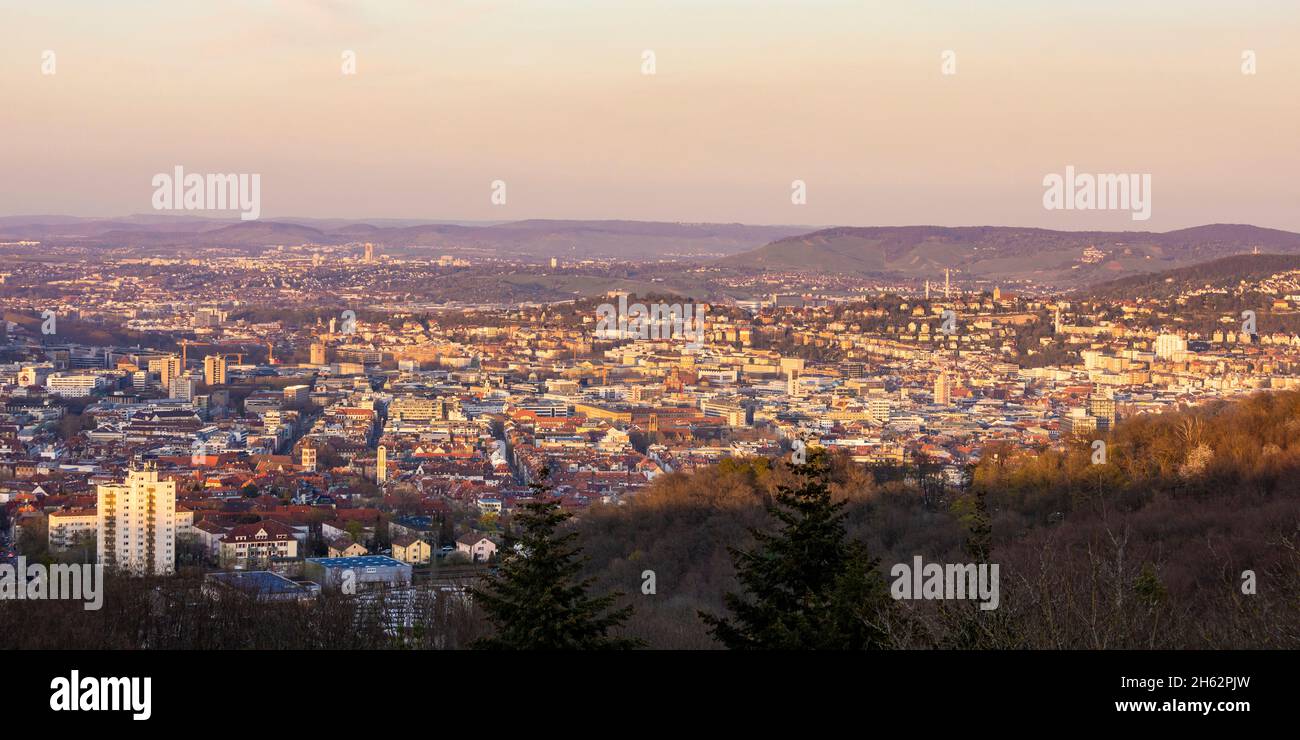 germany,baden-wuerttemberg,stuttgart,view from the birkenkopf over stuttgart-west and town center,monte scherbelino, Stock Photo