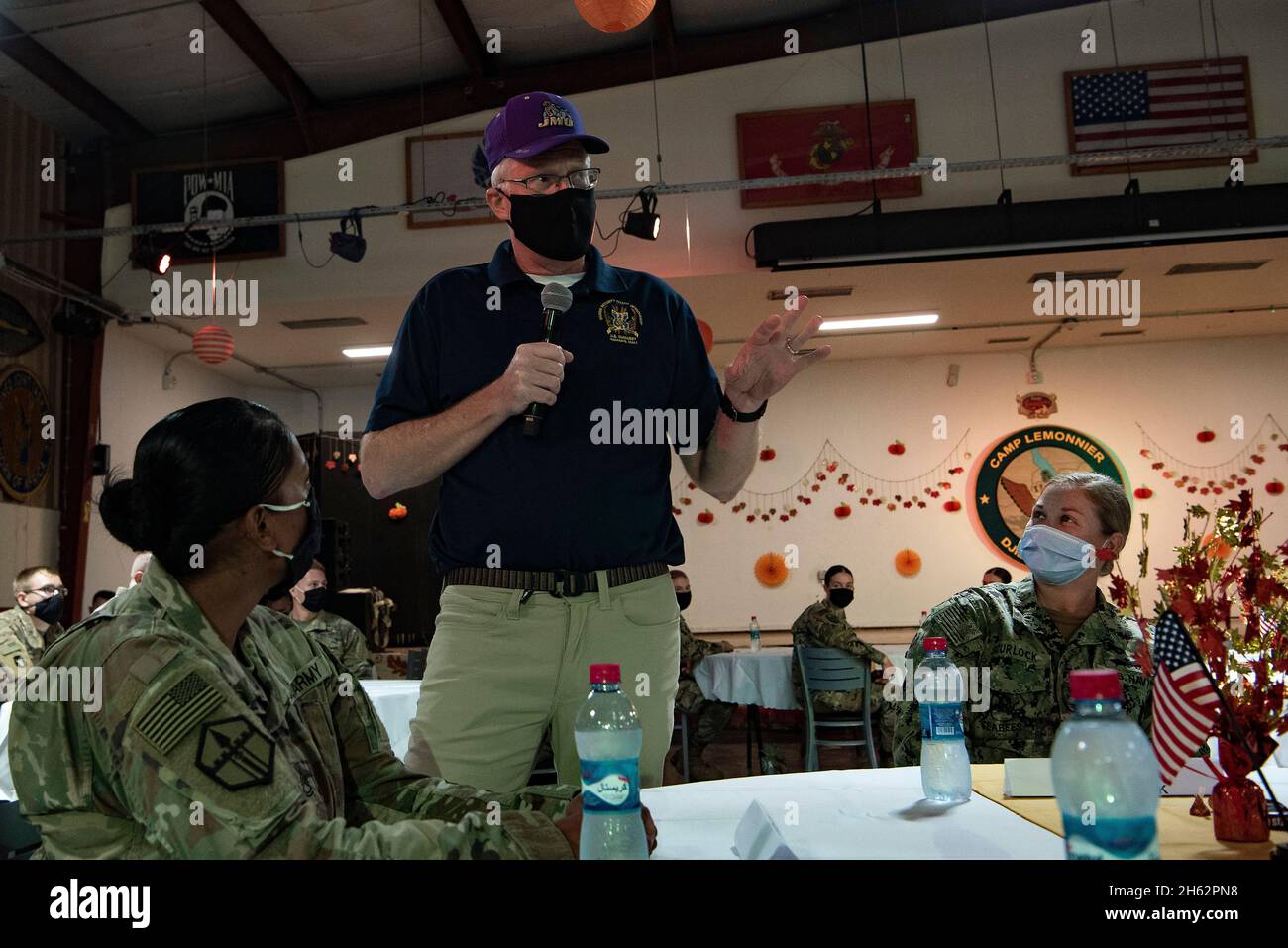 Reportage:  Acting Defense Secretary Christopher C. Miller visits troops on Thanksgiving Day, at Camp Lemonnier, Djibouti, Nov. 26, 2020. Stock Photo