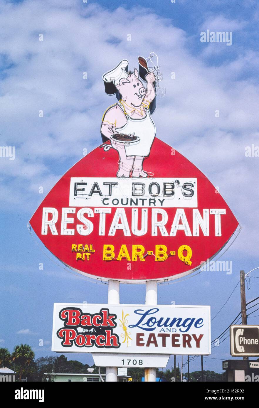 Fat bobs country restaurant real pit bar b q sign hires stock