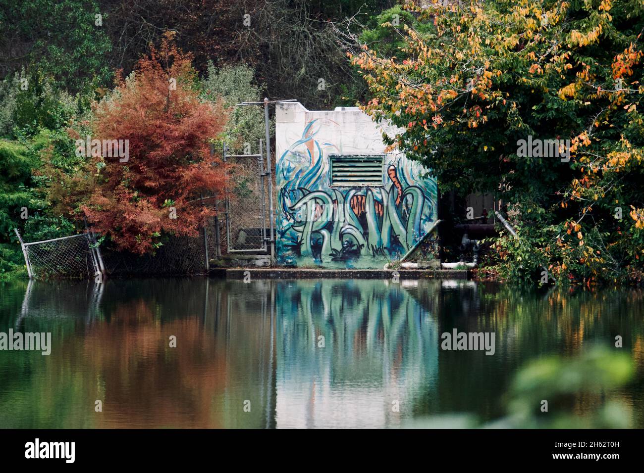 Graffiti on an old cement structure in Golden Gate Park, San Francisco, California. Stock Photo