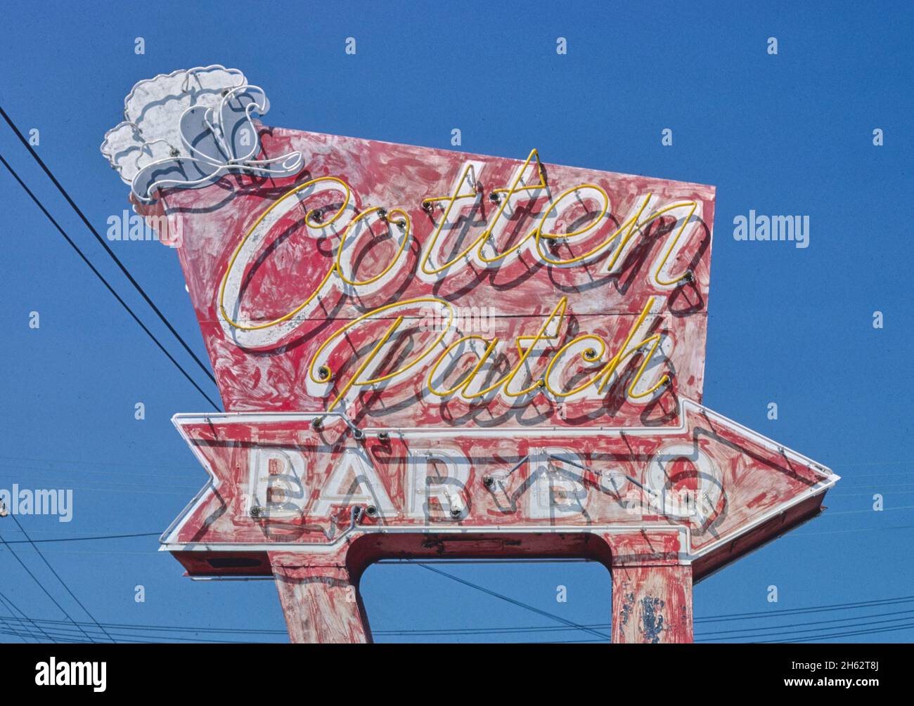 Cotton Patch Bar-B-Q Restaurant sign, Chattanooga, Tennessee; ca. 1986 Stock Photo