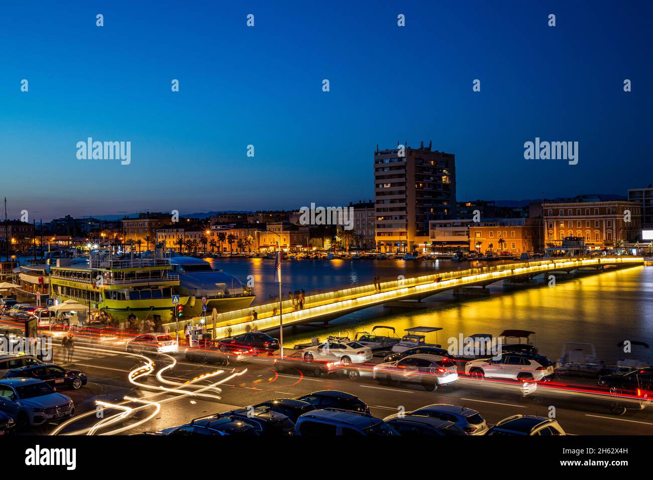 colorful long exposure during blue hour of the view to jazine bay ...