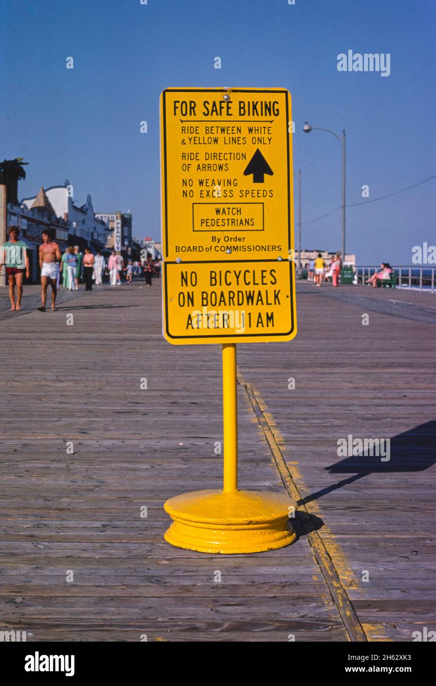 Boardwalk bike rules, Ocean City, New Jersey; ca. 1978 Stock Photo Alamy