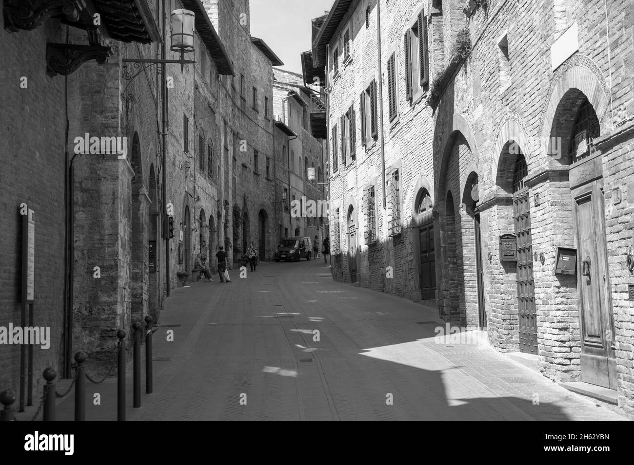 old street in san gimignano,tuscany,italy. san gimignano is typical tuscan medieval town in italy. Stock Photo