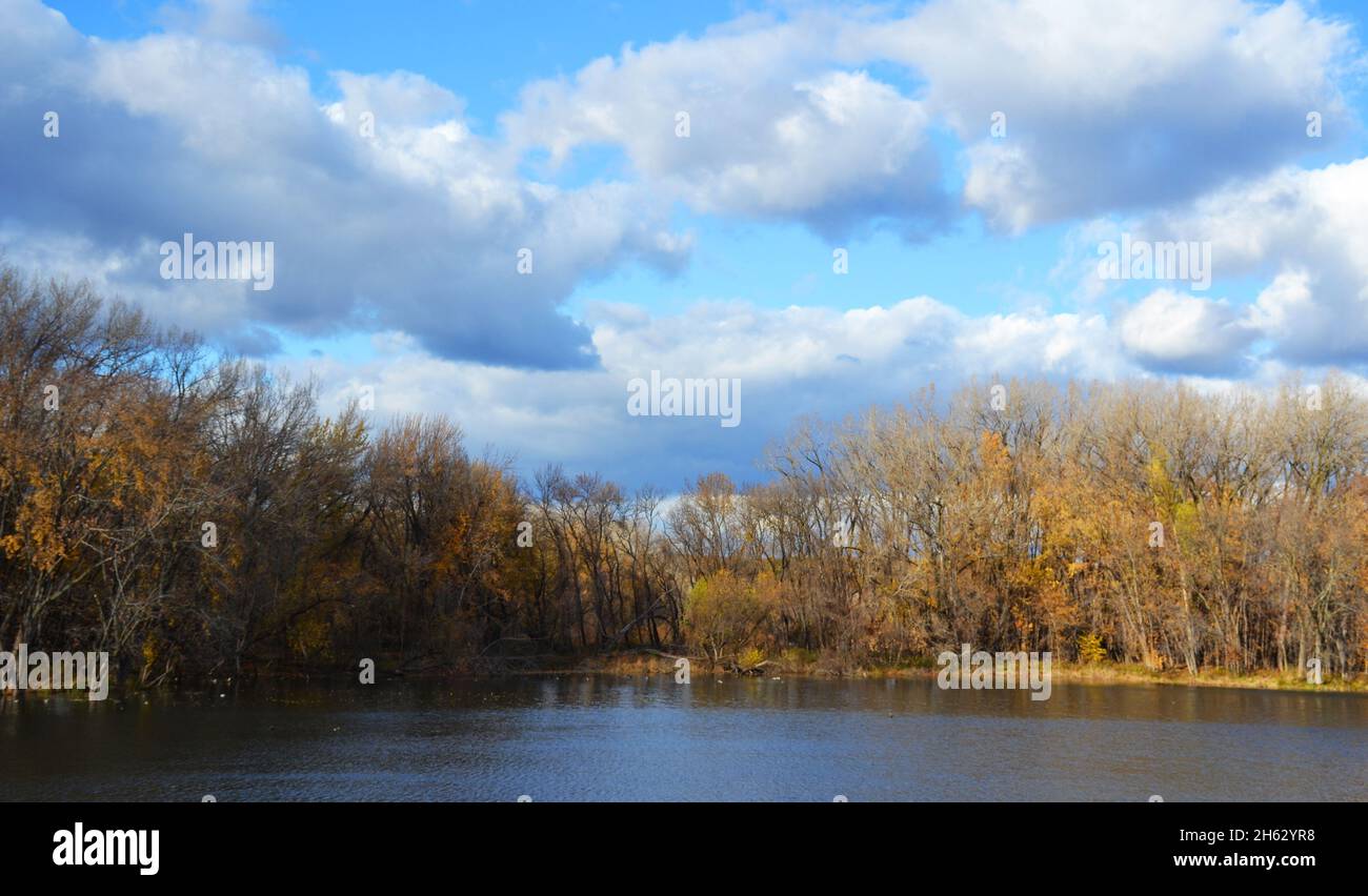 Colorful autumn landscape with a lake Stock Photo