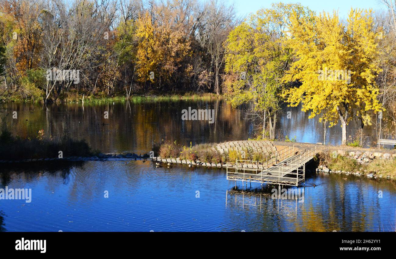 Colorful autumn landscape with a lake Stock Photo