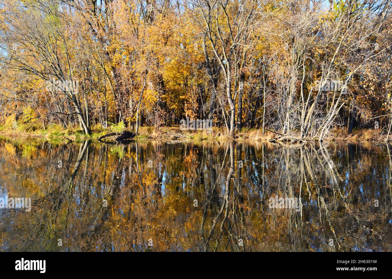 Colorful autumn landscape with a lake Stock Photo