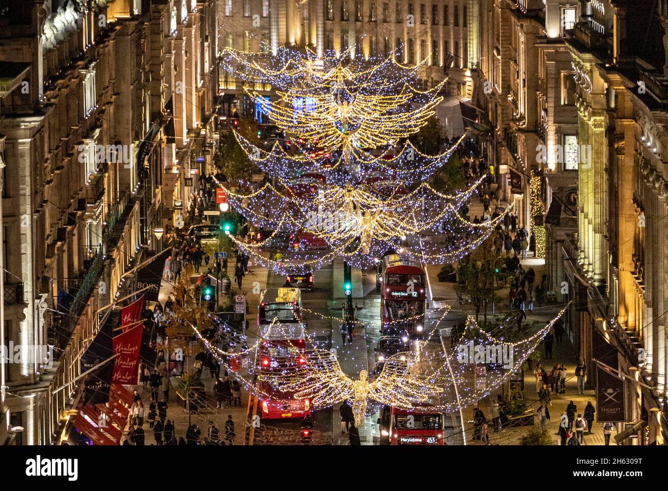 Regent Street, London, UK. 12th Nov, 2021. A bird's eye view of the