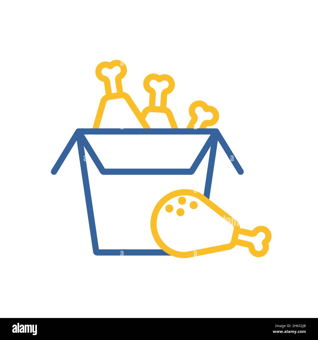 Fried chicken in the box vector isolated icon. Delivery sign. Graph ...
