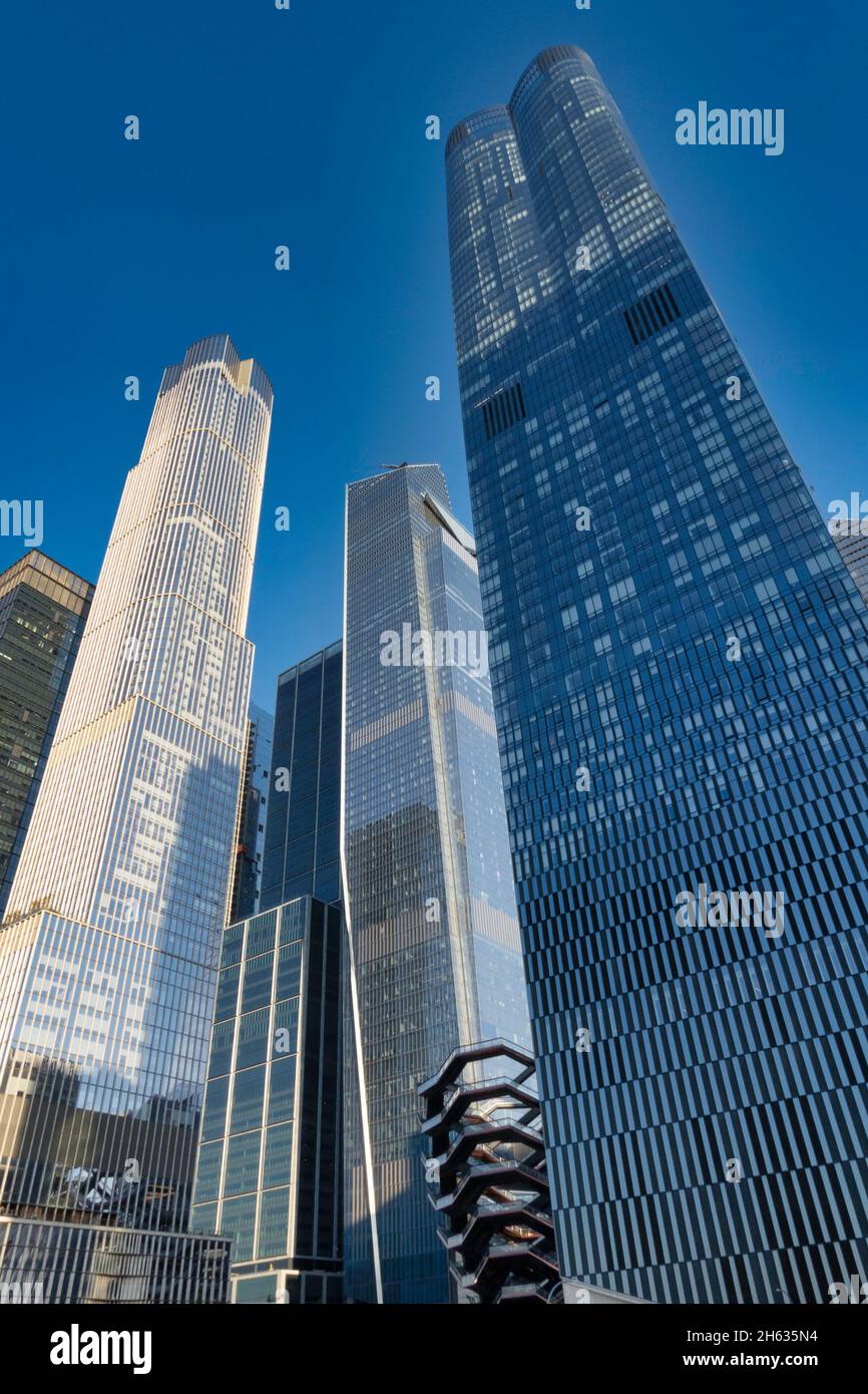 Impressive Hudson Yards architecture as seen from The High Line, New York City, USA  2021 Stock Photo