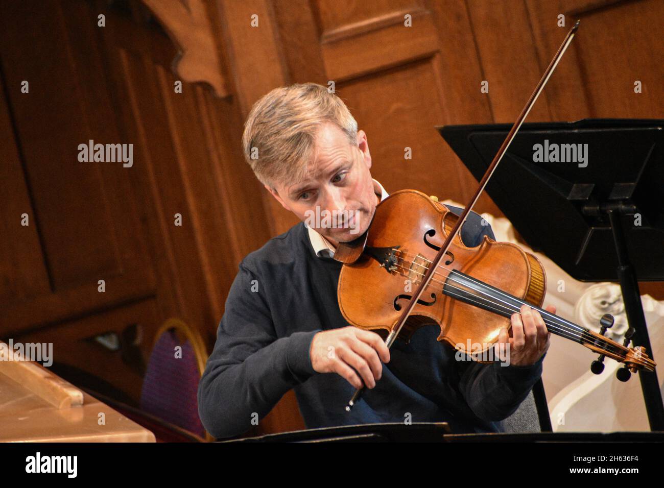 Bantry, West Cork, Ireland. 12th Nov, 2021. The Irish Chamber Orchestra and Florian Donderer of the Signum Quartett performed a beautiful program of music by Bach, Mozart, Debussy, and Leclair in Bantry's St. Brendan's church. Credit: Bantry Media/Alamy Live News Stock Photo