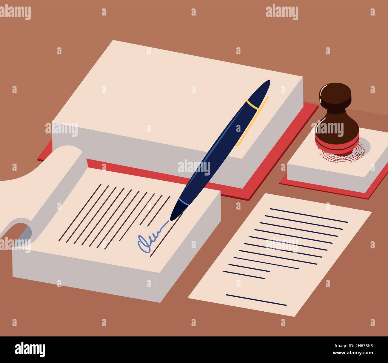 notary stamping document agreement Stock Vector Image & Art Alamy