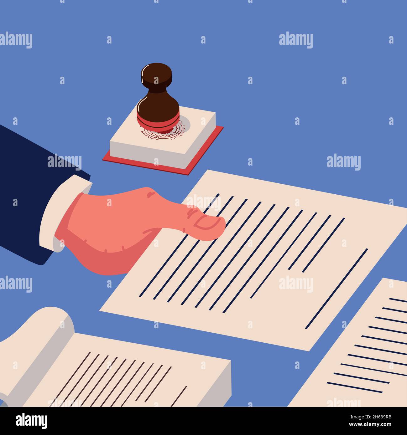 notary services, legal sealed papers Stock Vector