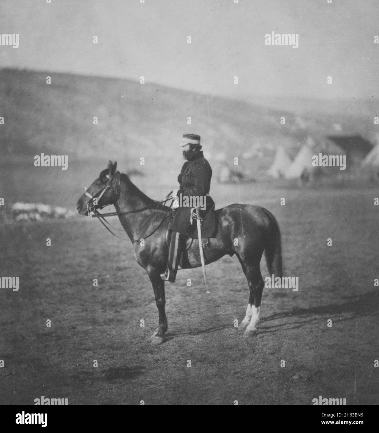 'Crimean War Photos:  Colonel Shewell, C.B., commanding Hussar Brigade ca. 1855' Stock Photo