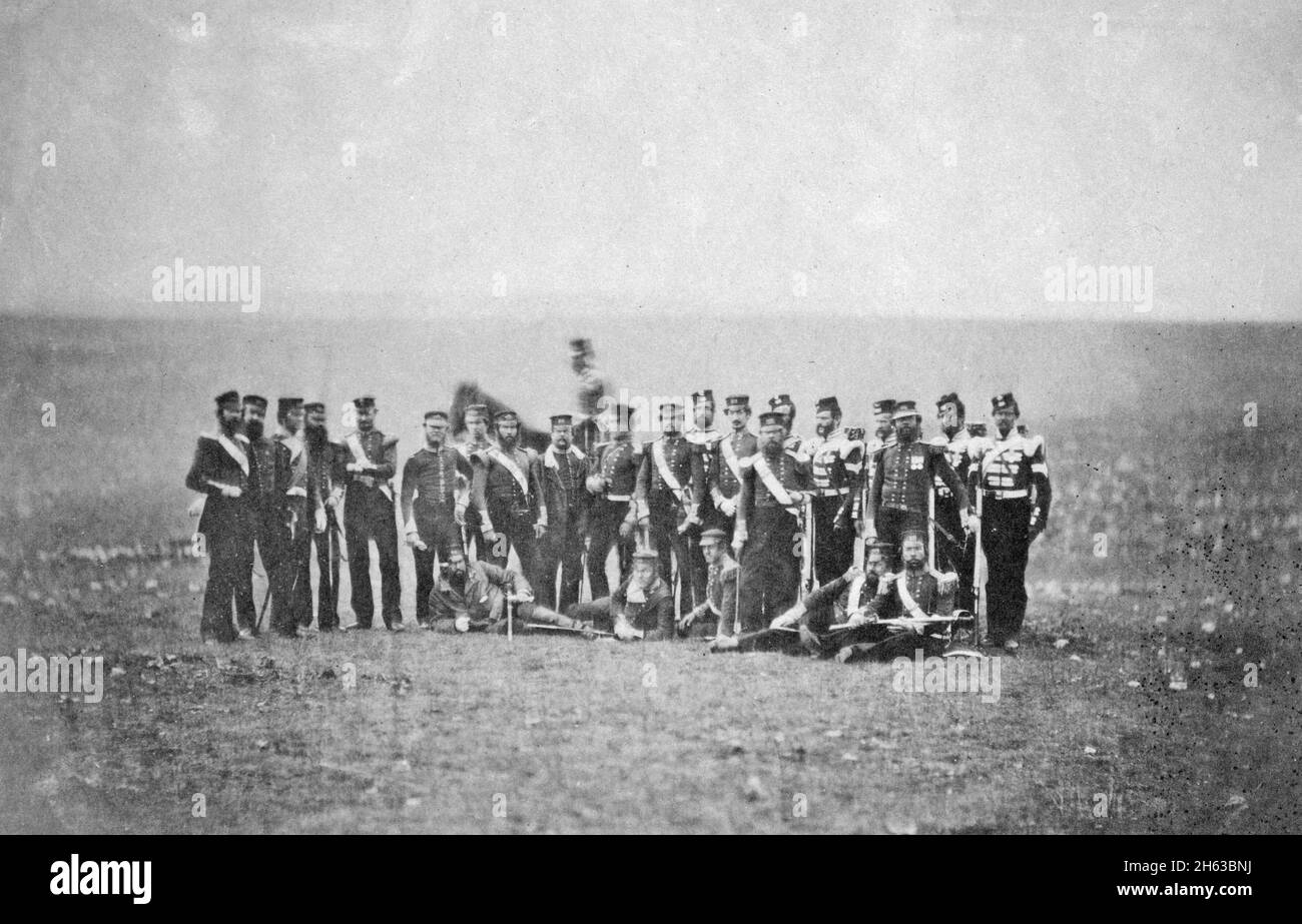 Crimean War Photos:  Officers of the 88th Regiment ca. 1855 Stock Photo