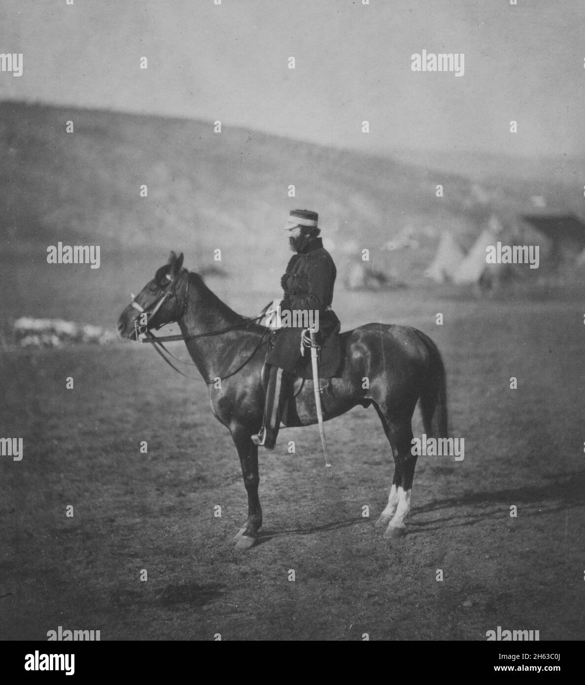 'Crimean War Photos:  Colonel Shewell, C.B., commanding Hussar Brigade ca. 1855' Stock Photo