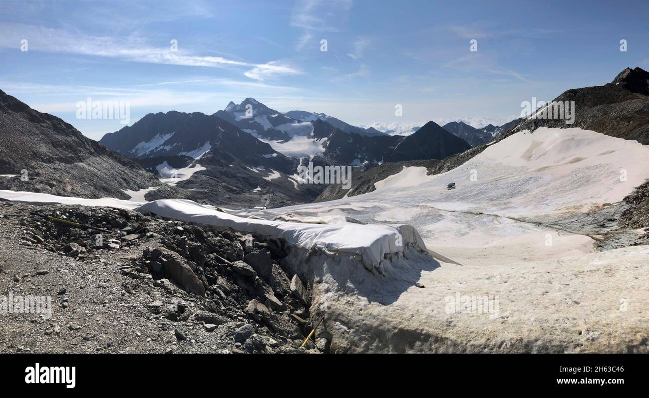 stubai glacier in summer,snow cover,schaufeljoch,ski area,gaiskarferner,zuckerhütl,nature,mountains,summer,snow,neustift,stubaital,tyrol,austria Stock Photo