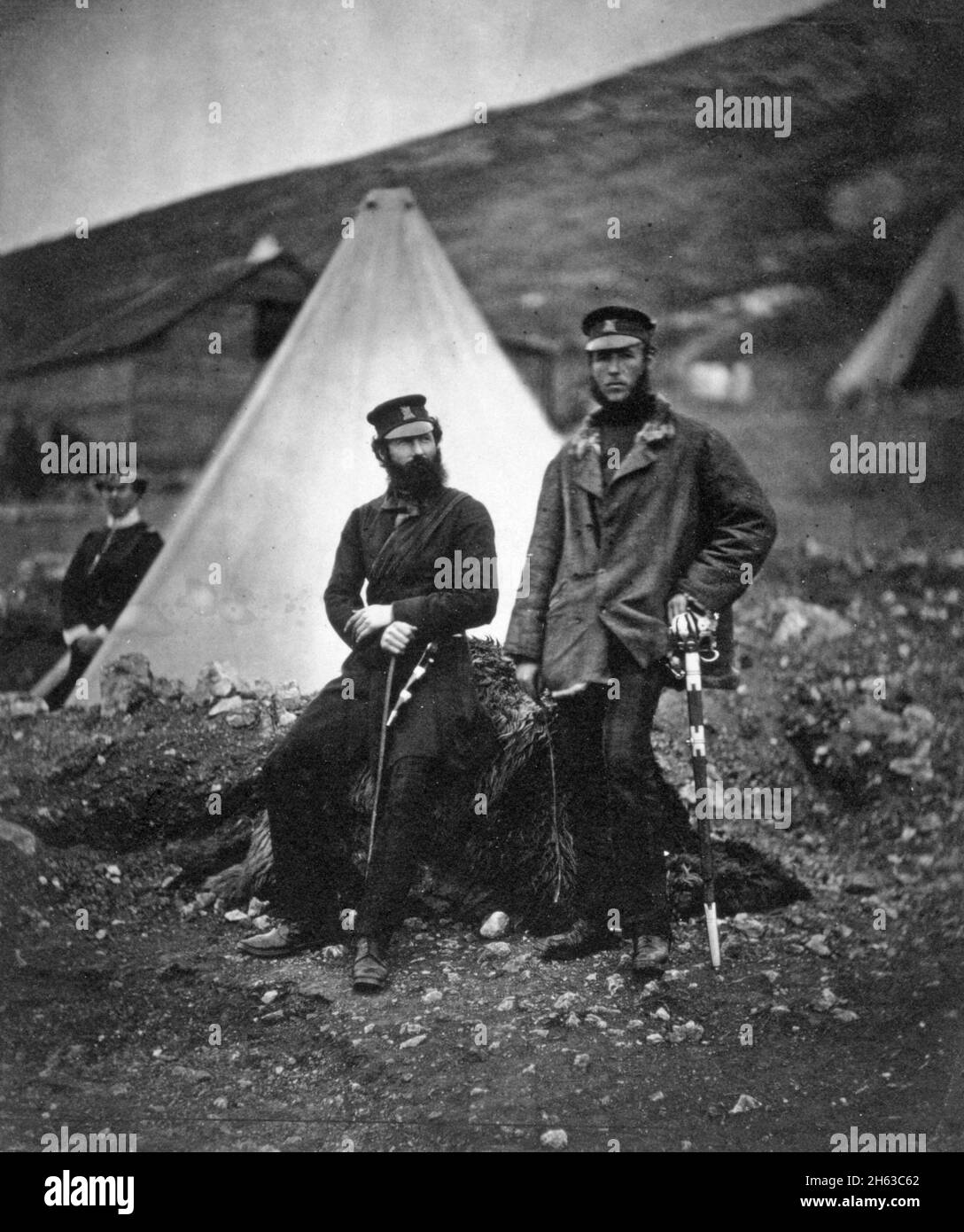 'Crimean War Photos:  Captain Graham & Captain Macleod, 42nd Regiment ca. 1855' Stock Photo